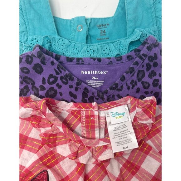 Baby Girls - 2 Dresses, 1‎ Romper - Purple, Red, /Turquoise - Size 24 Months - Picture 2 of 8